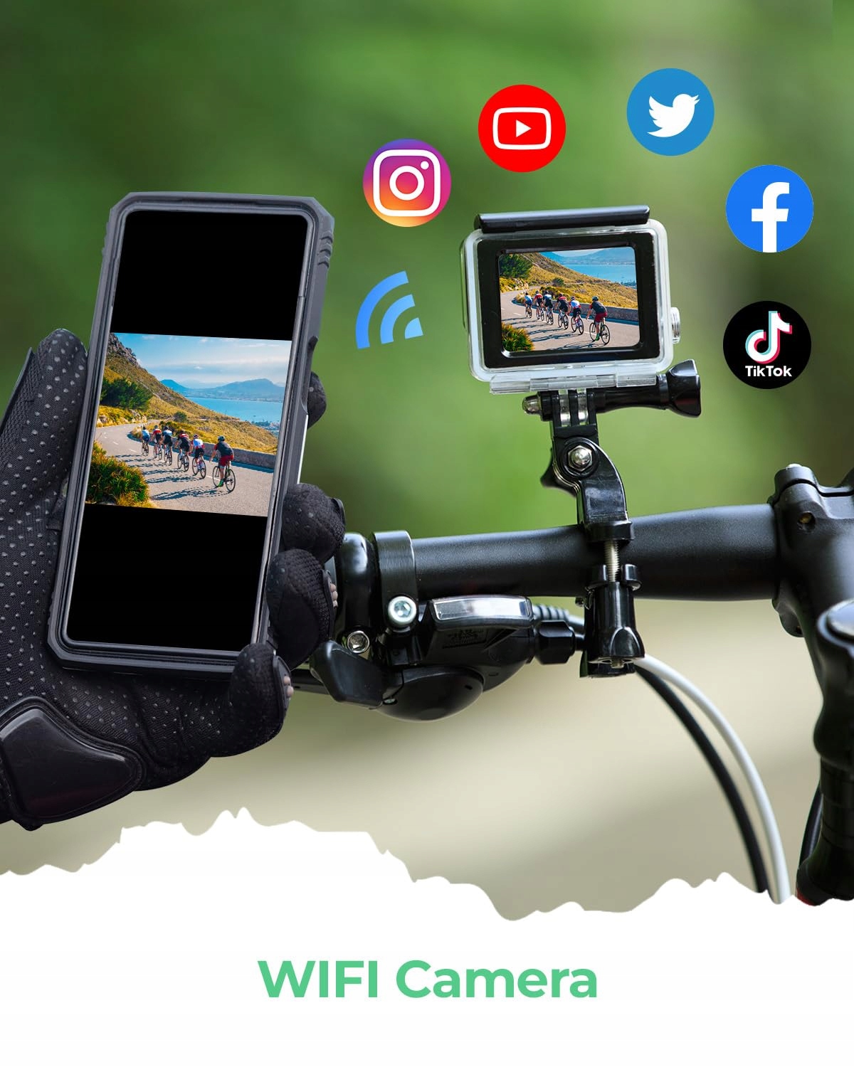 YOLANSIN Kamera Sportowa 4K 60fps Wodoodporna 40m WiFi 170° 48MP Zestaw — miniatura 6
