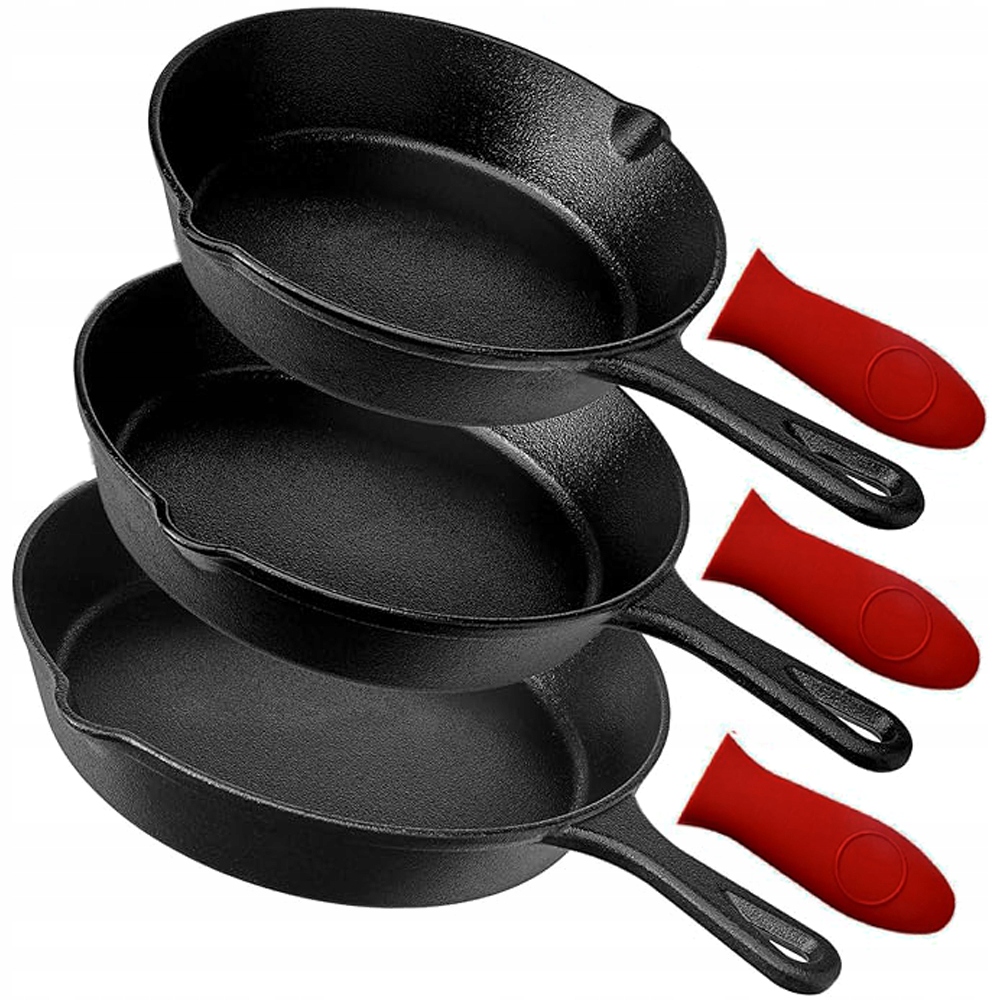 Sada Litinových Pánví 3ks Litinová Grilovací Pánev Na Ohniště IRON3