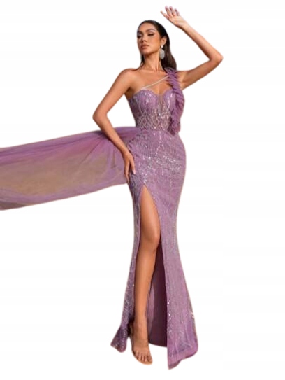 Shein Večerní Šaty Fialové Se Zdobením 1GK
