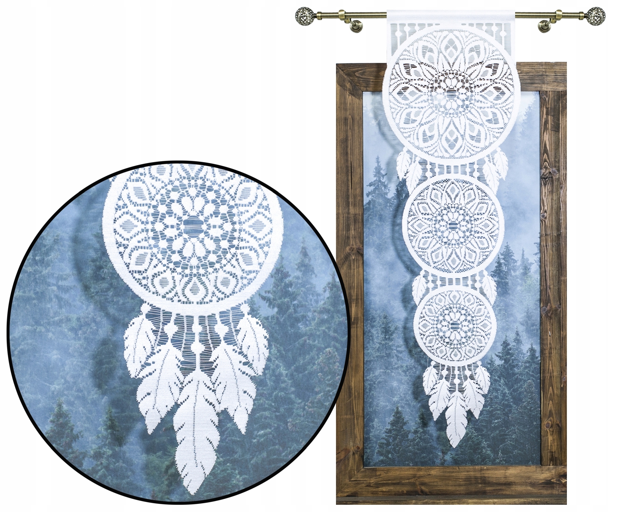 

Sztywna Firana Żakardowa Łapacz Snów Ażur Dekor