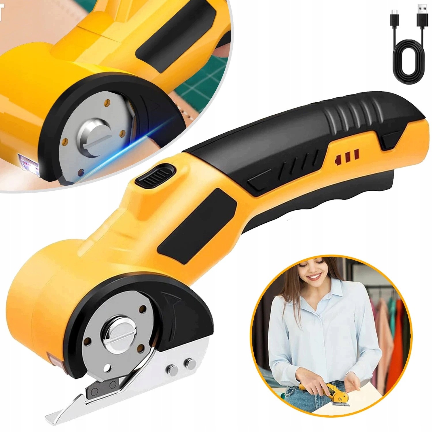 Elektrické Nůžky Na Stříhání Kartonových Tkanin S Usb Led Světlem