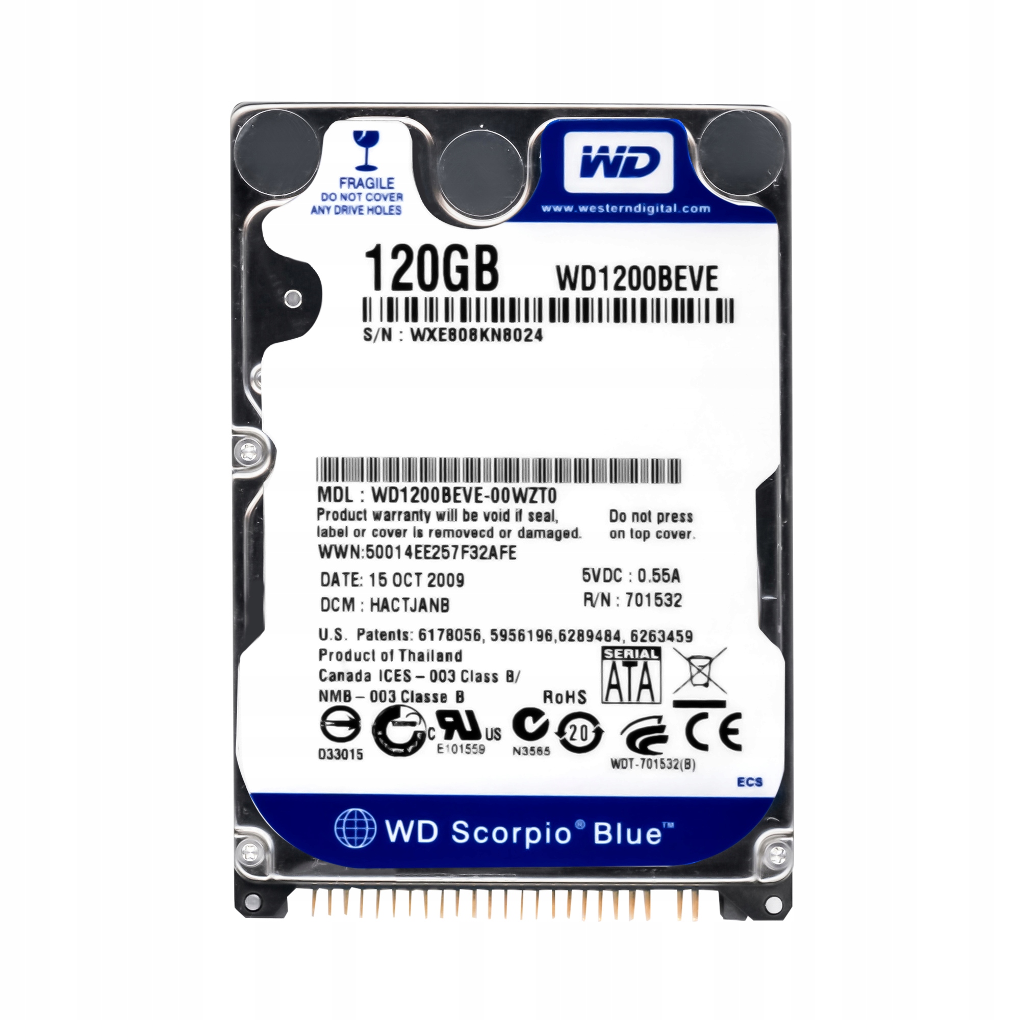 Wd Scorpio Blue 120GB 5.4k 8MB Ata 2.5' WD1200BEVE
