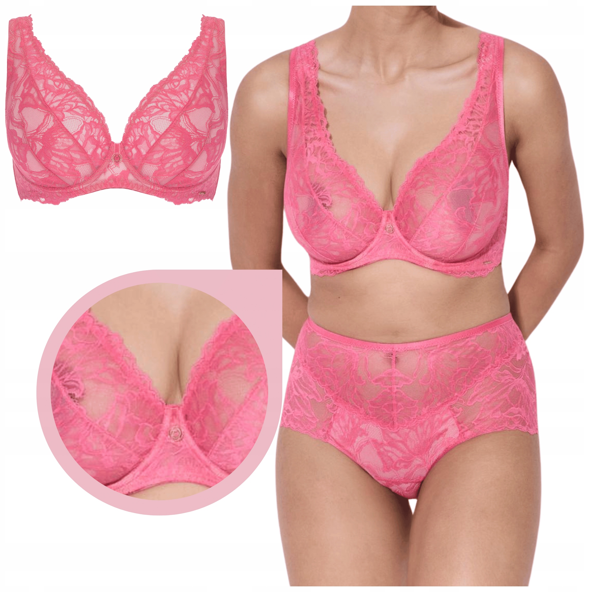 Alles Coachella M Bralette růžová podprsenka měkká braletka krajka 75C