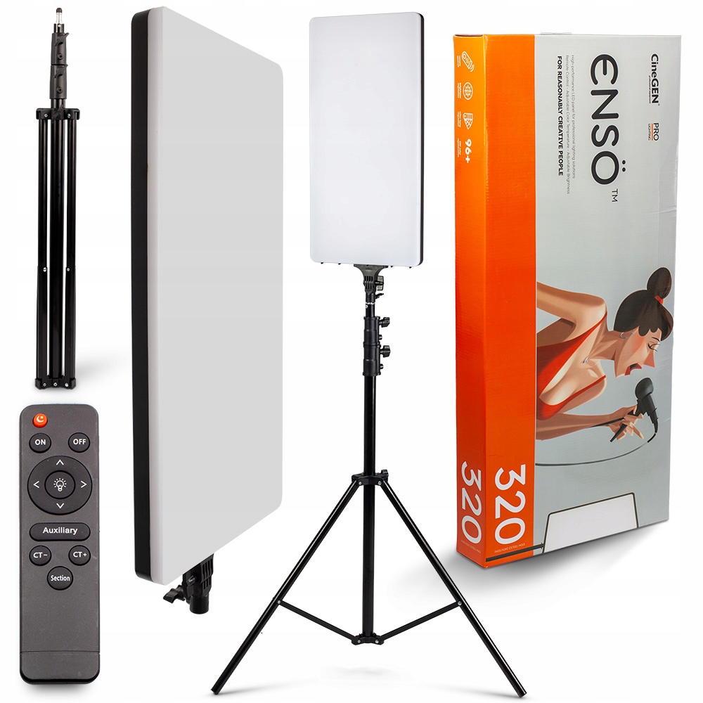 Lampa LED CineGEN Ensö 320 100 W z regulacją jasności i statywem