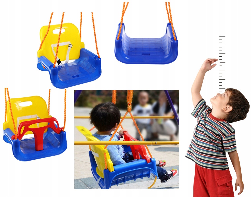 3w1 Huśtawka Ogrodowa Modułowa domowa dla Dzieci Mocna na Linach Bezpieczna Bohater brak