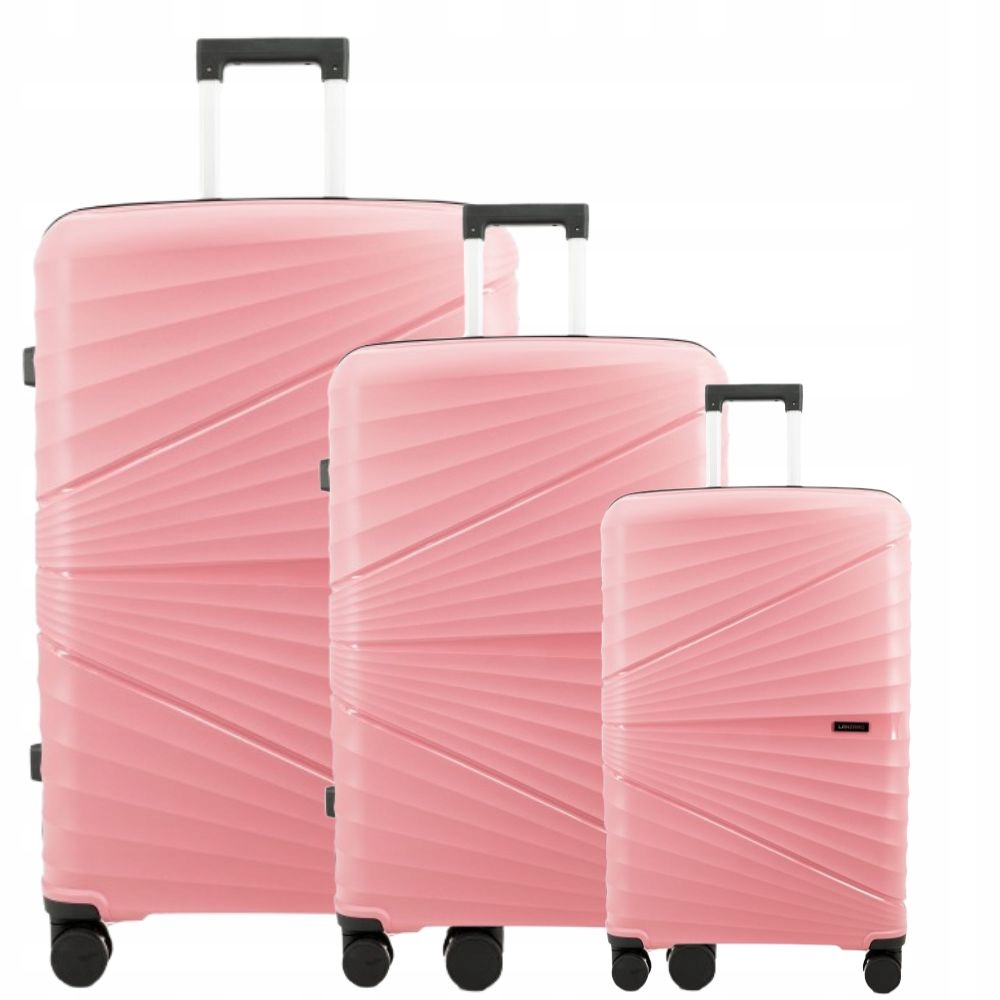 Zestaw Walizek 3W1 Polipropylen Niezniszczalne Tsa Bagaż Lanzaro Rose Gold