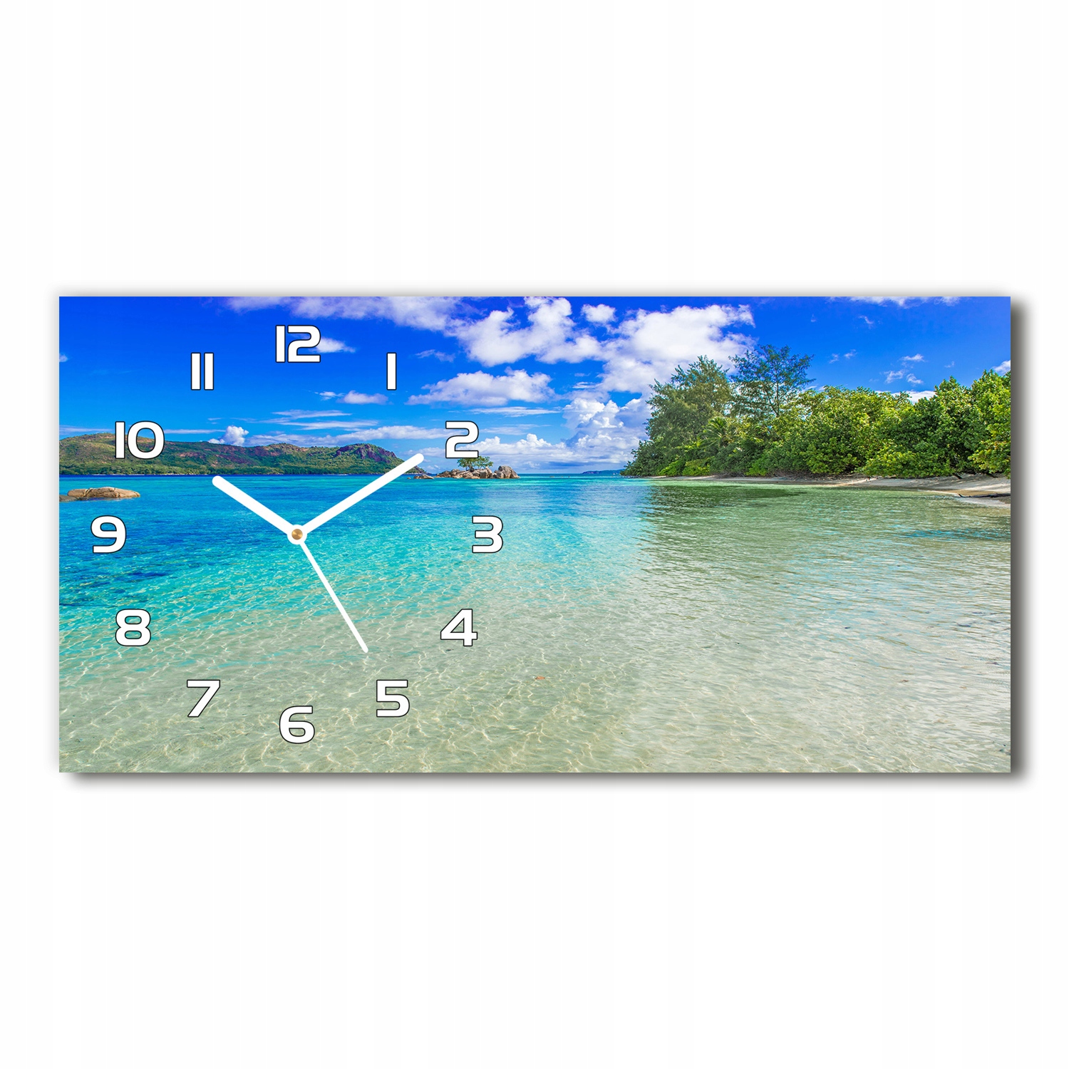 

Zegar szklany, cichy mechanizm Plaża Seszele 60x30