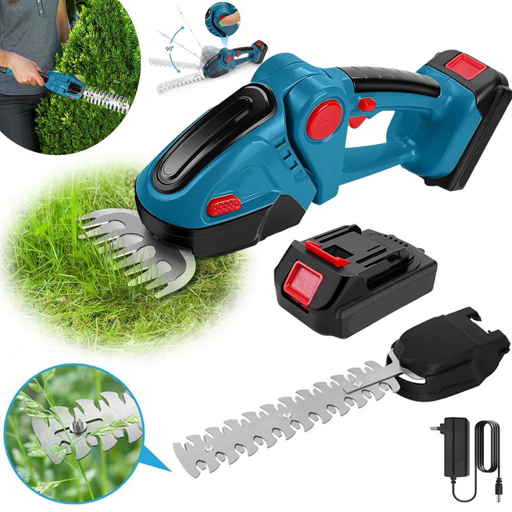 Nożyce Akumulatorowe Żywopłotu Trawy Sekator Gałęzi Zestaw Regulowany Kąt