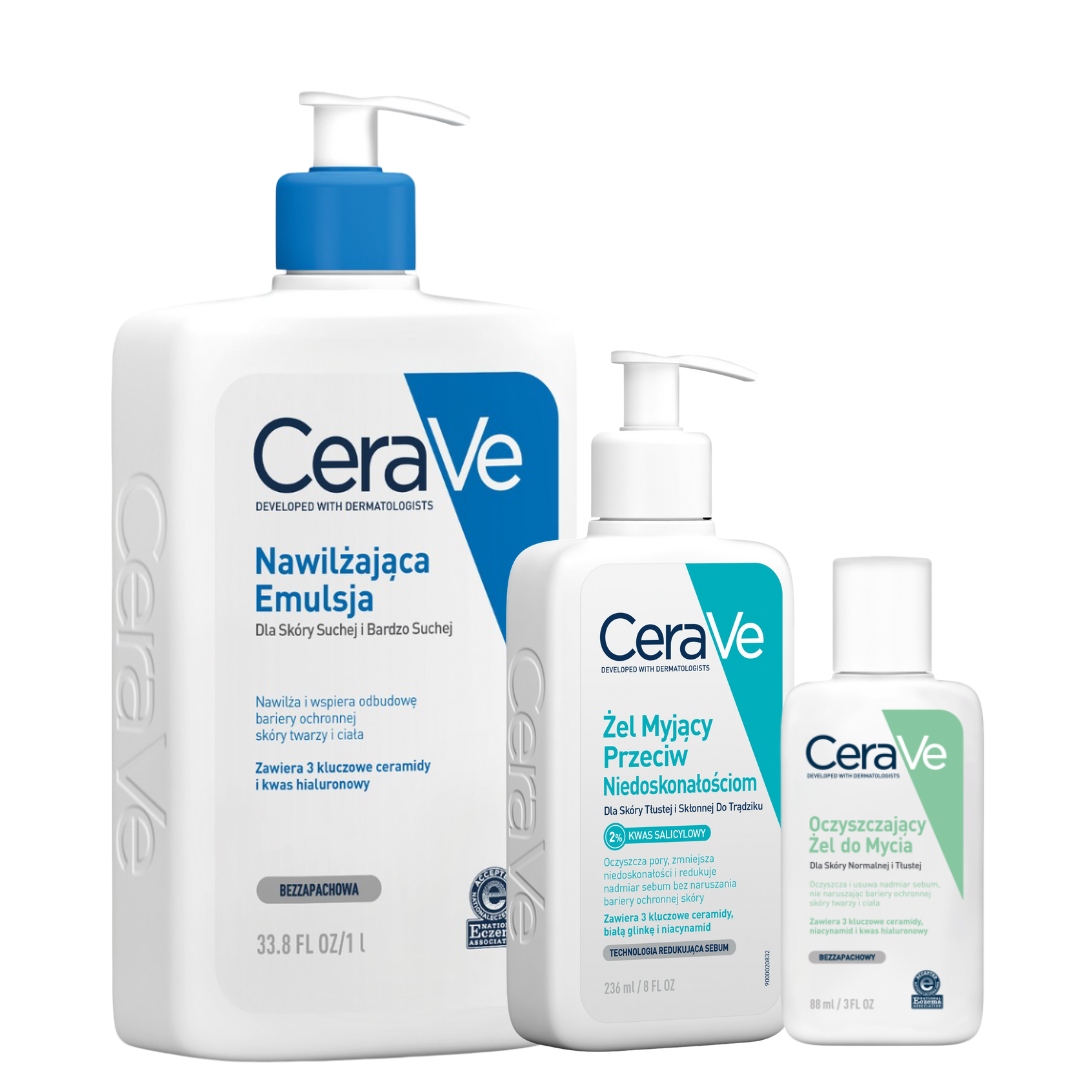 CeraVe Żel Myjący Przeciw Niedoskonałościom 236ml, Emulsja Nawilżająca 1l