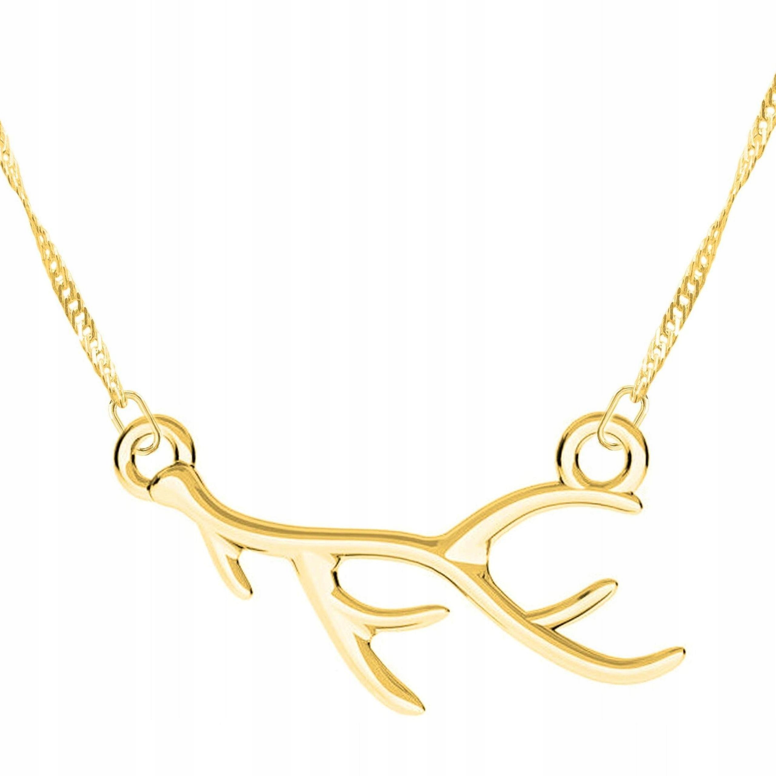 Zlatý náhrdelník s parožím, hlava, parohy, jelen, jelen, Stříbro 925