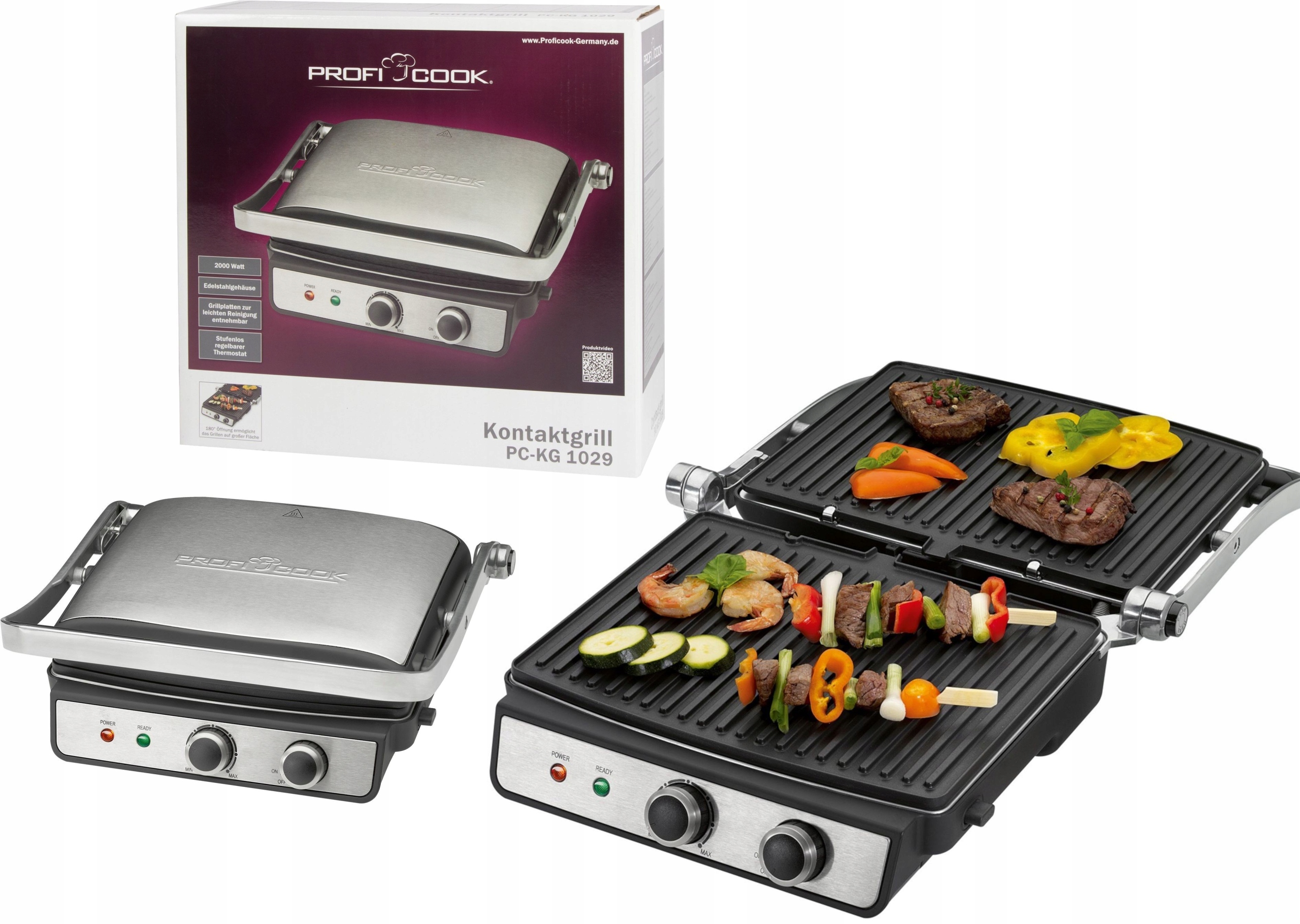 ЭЛЕКТРИЧЕСКИЙ КОНТАКТНЫЙ НАСТОЛЬНЫЙ ГРИЛЬ PROFICOOK PC