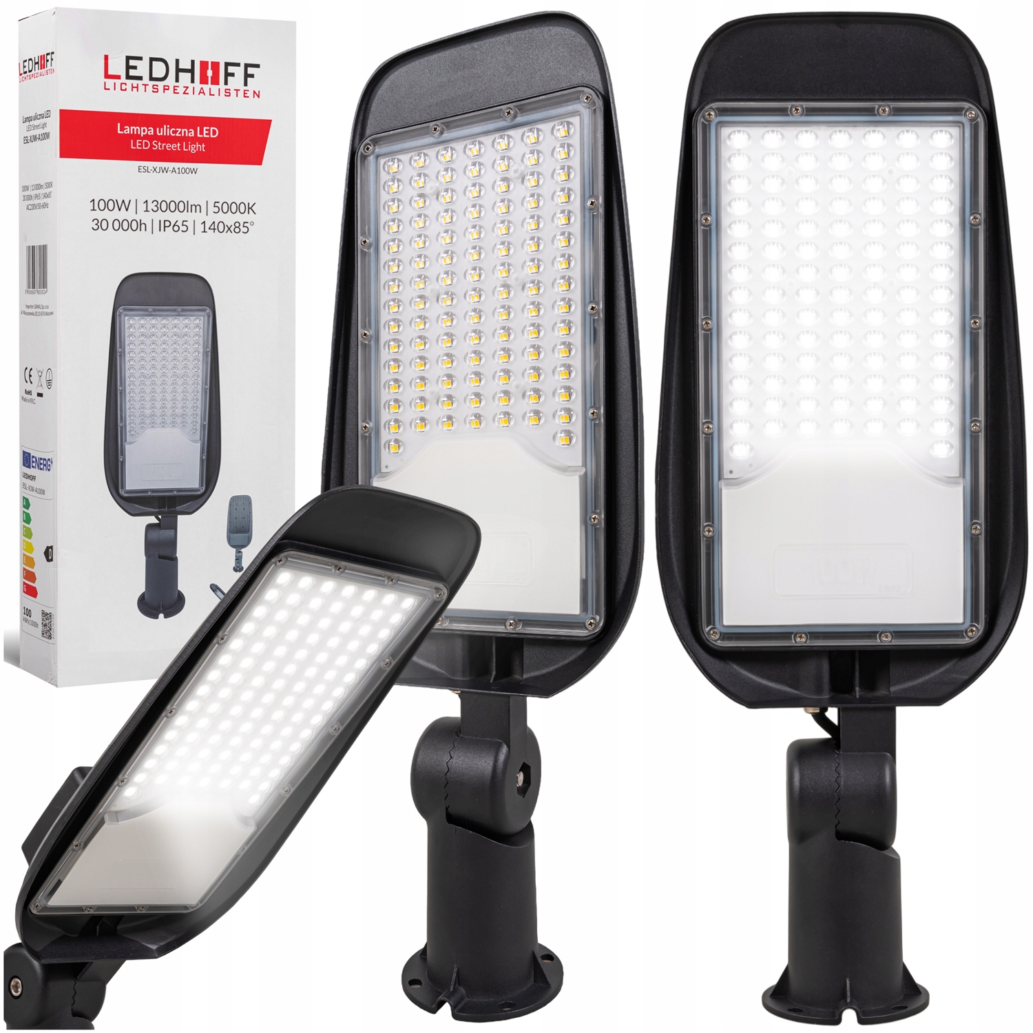 Lampa uliczna Led 100W Latarnia regulowana Mocna 230V parkingowa na plac