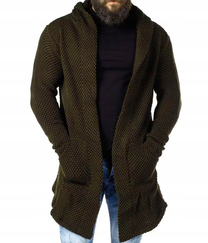 Přehoz Teplý svetr Kardigan s kapucí Mikina