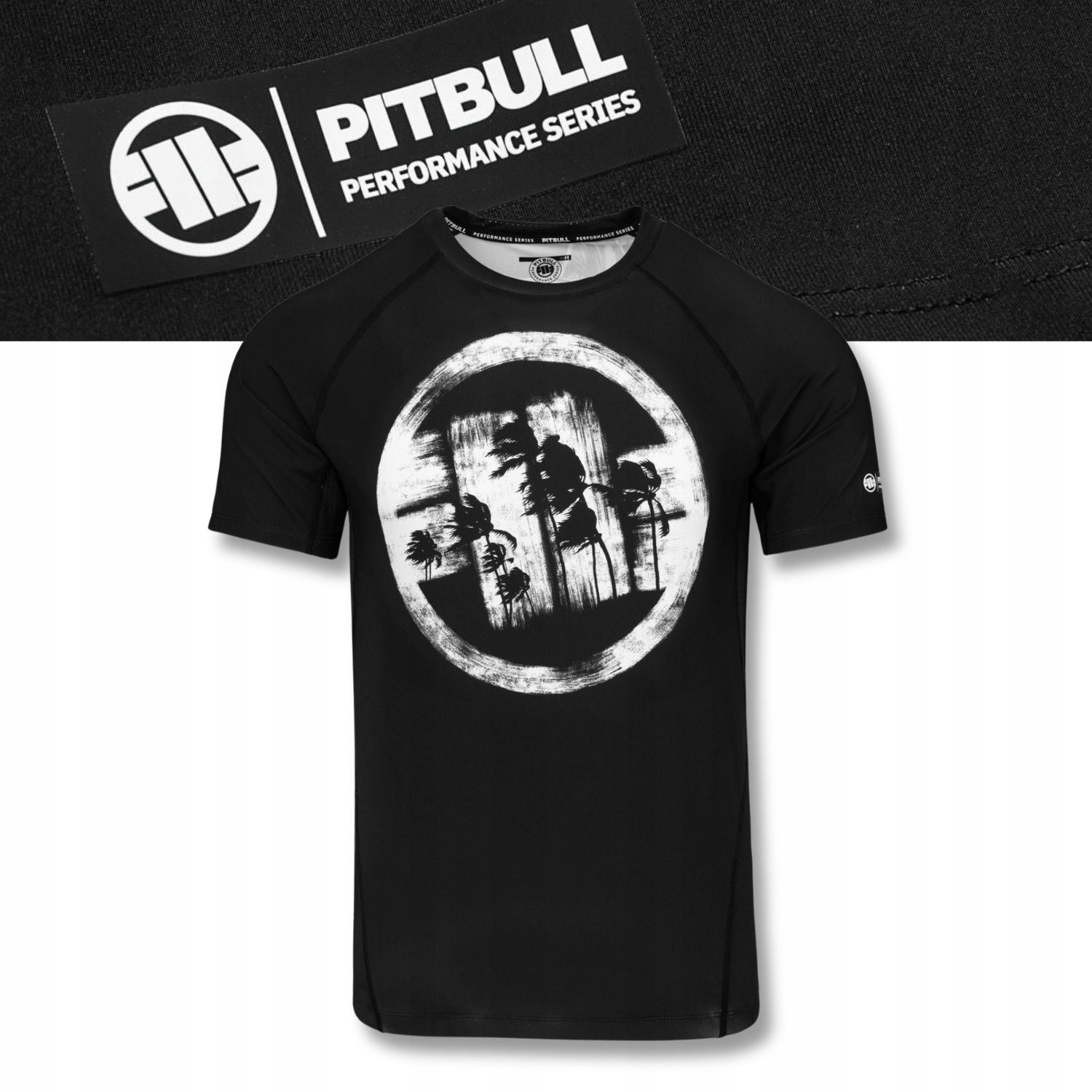 Męski Rashguard krótki Pitbull treningowa techniczna koszulka Logo Palms