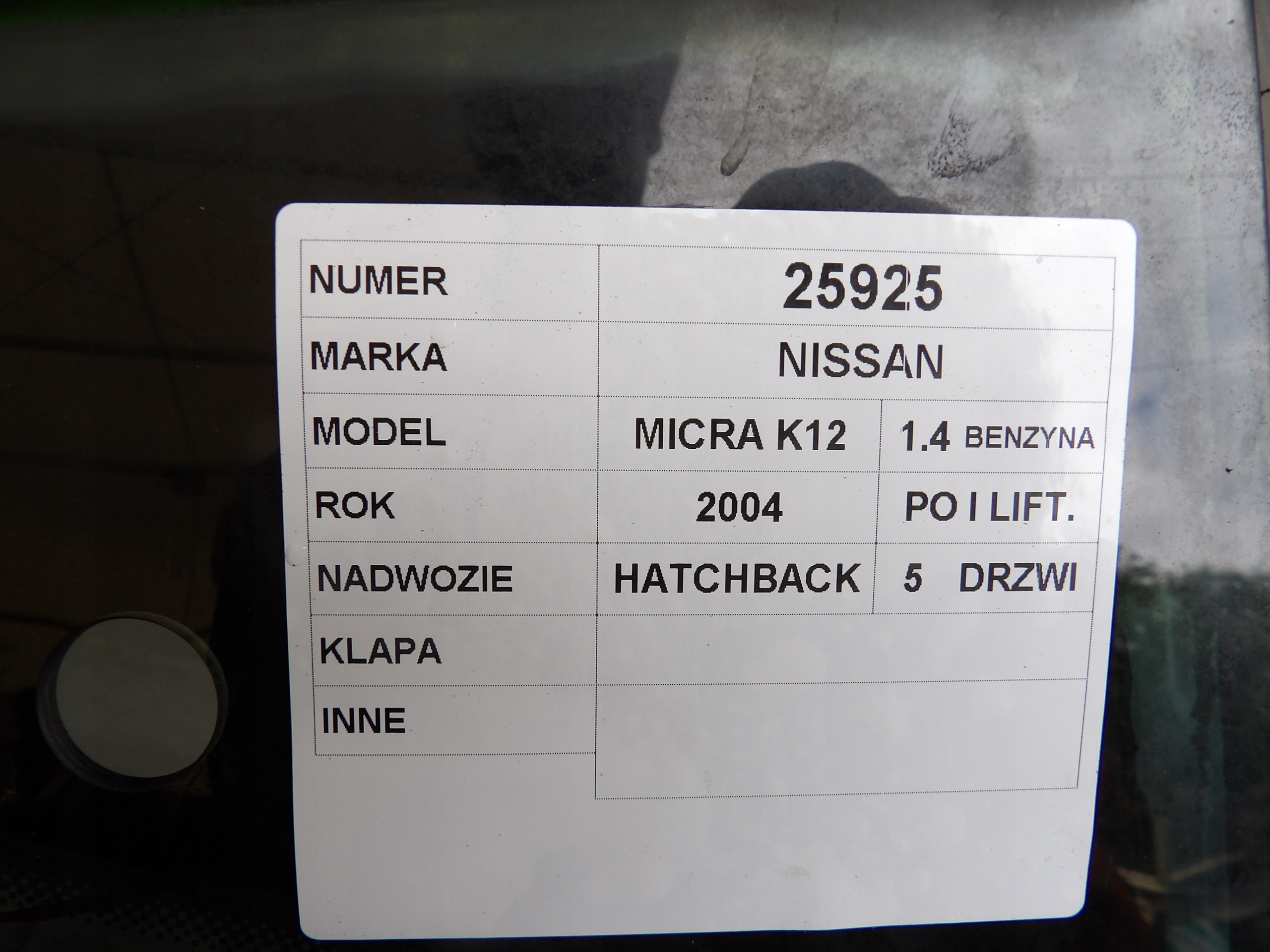 Nissan Micra K12 boot doors HB 5D lift lak. J13