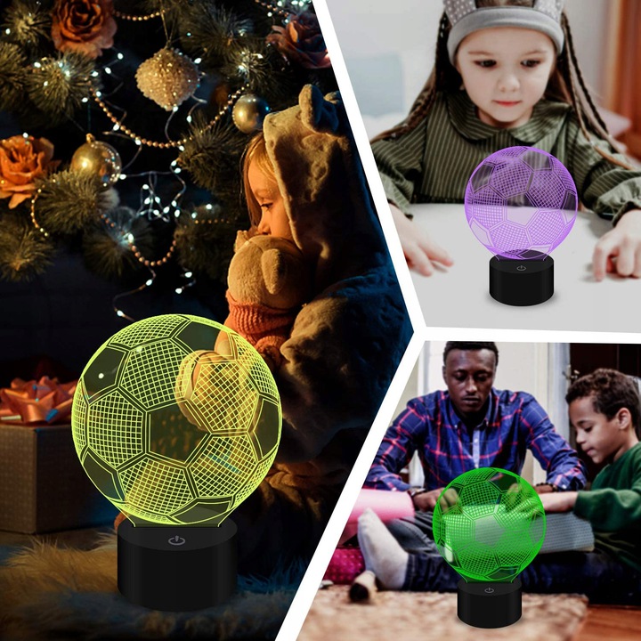 Lampka na biurko Piłka Nożna 16Kolorów LED PLEXIDO Zasilanie akumulatorowe bateryjne sieciowe