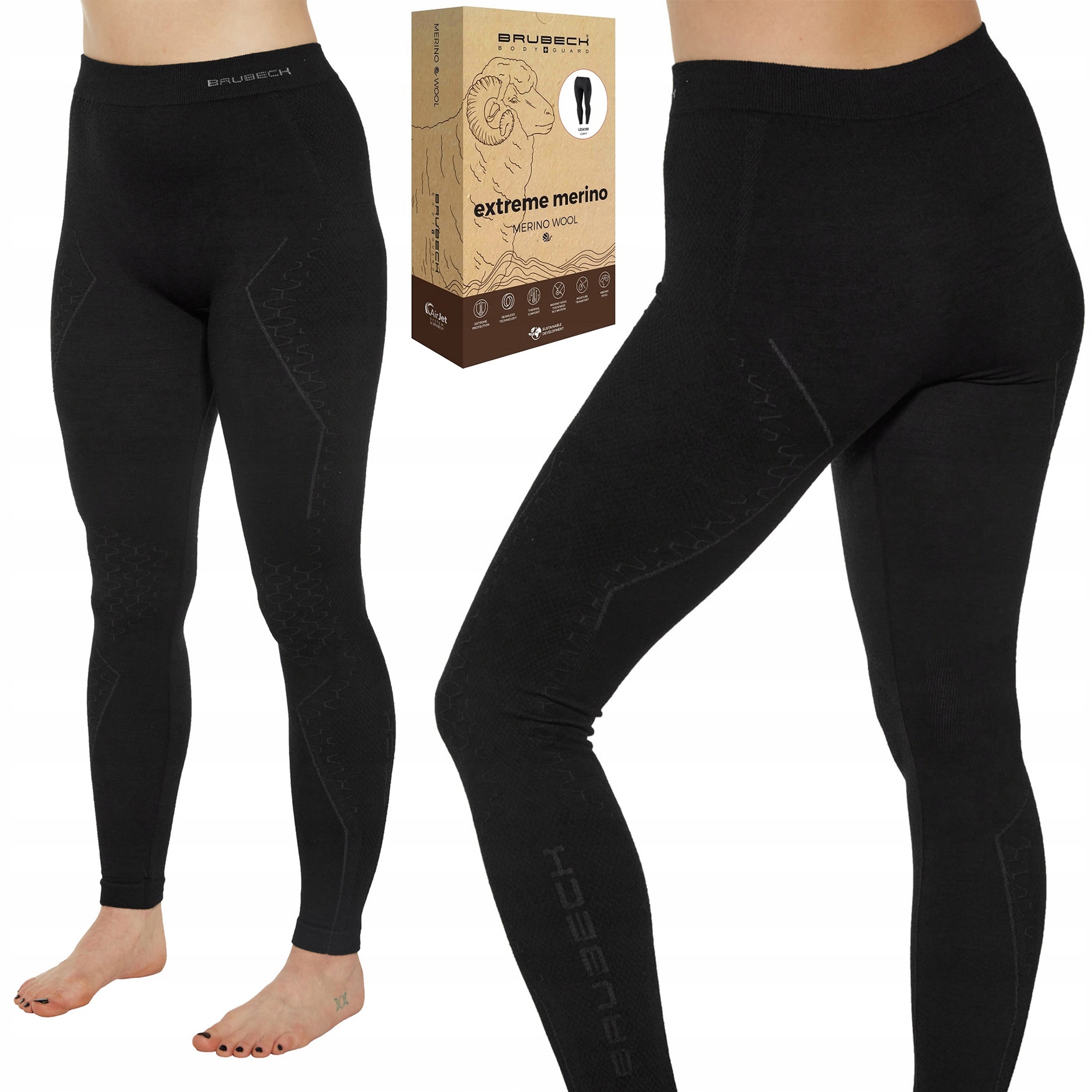 Dámské termoaktivní vlněné legíny Brubeck Extreme Merino XL