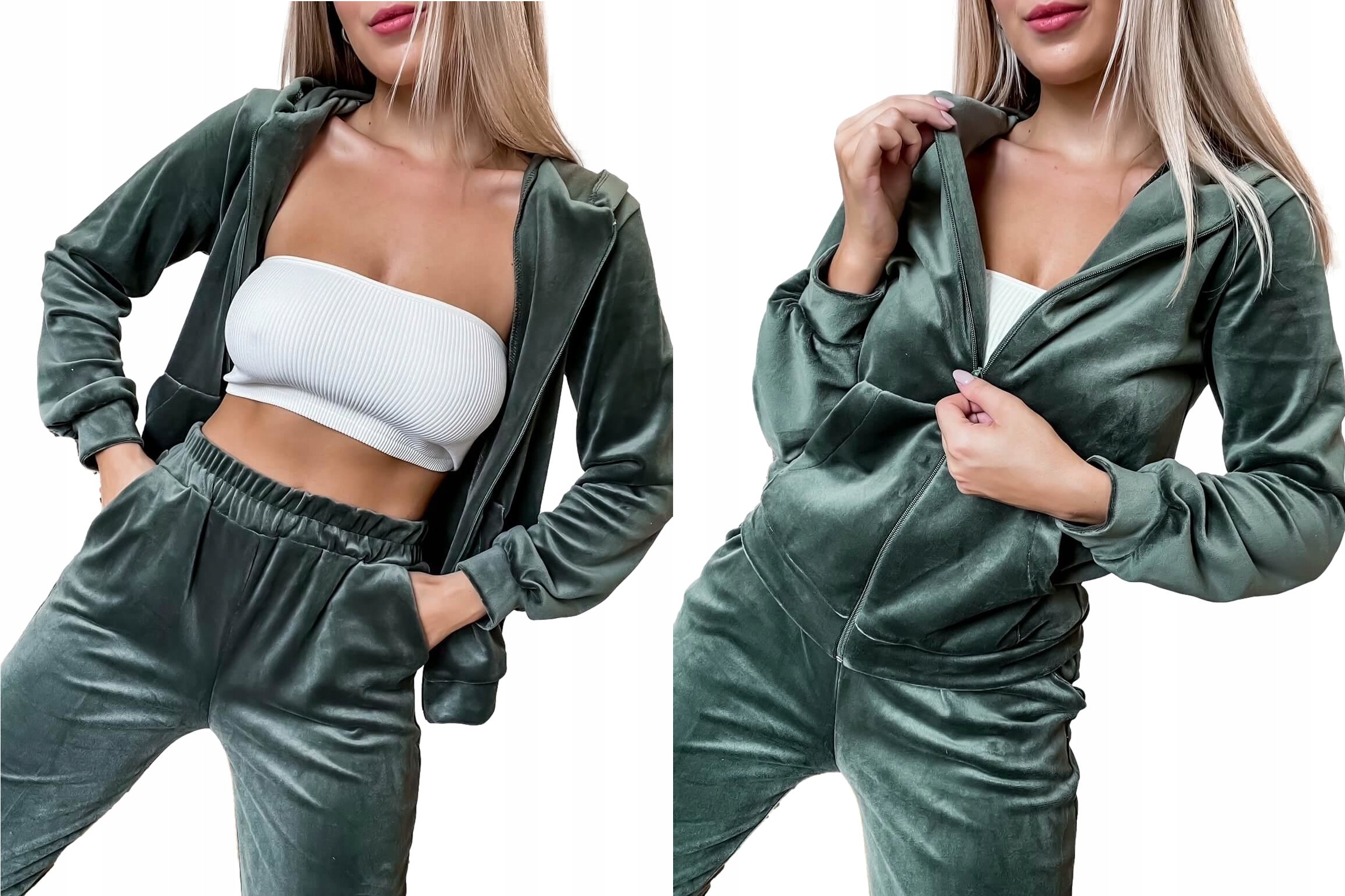 

Welurowy Komplet Dresowy Spodnie Bluza Rozpinana X