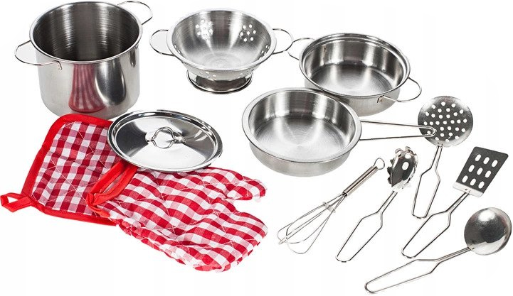 METALOWE GARNKI DLA DZIECI ZESTAW NACZYNIA KUCHNIA Rodzaj naczynia, garnki i przybory