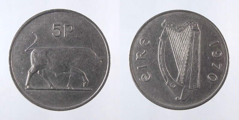 9332. IRLANDIA, 5 PENSÓW 1970