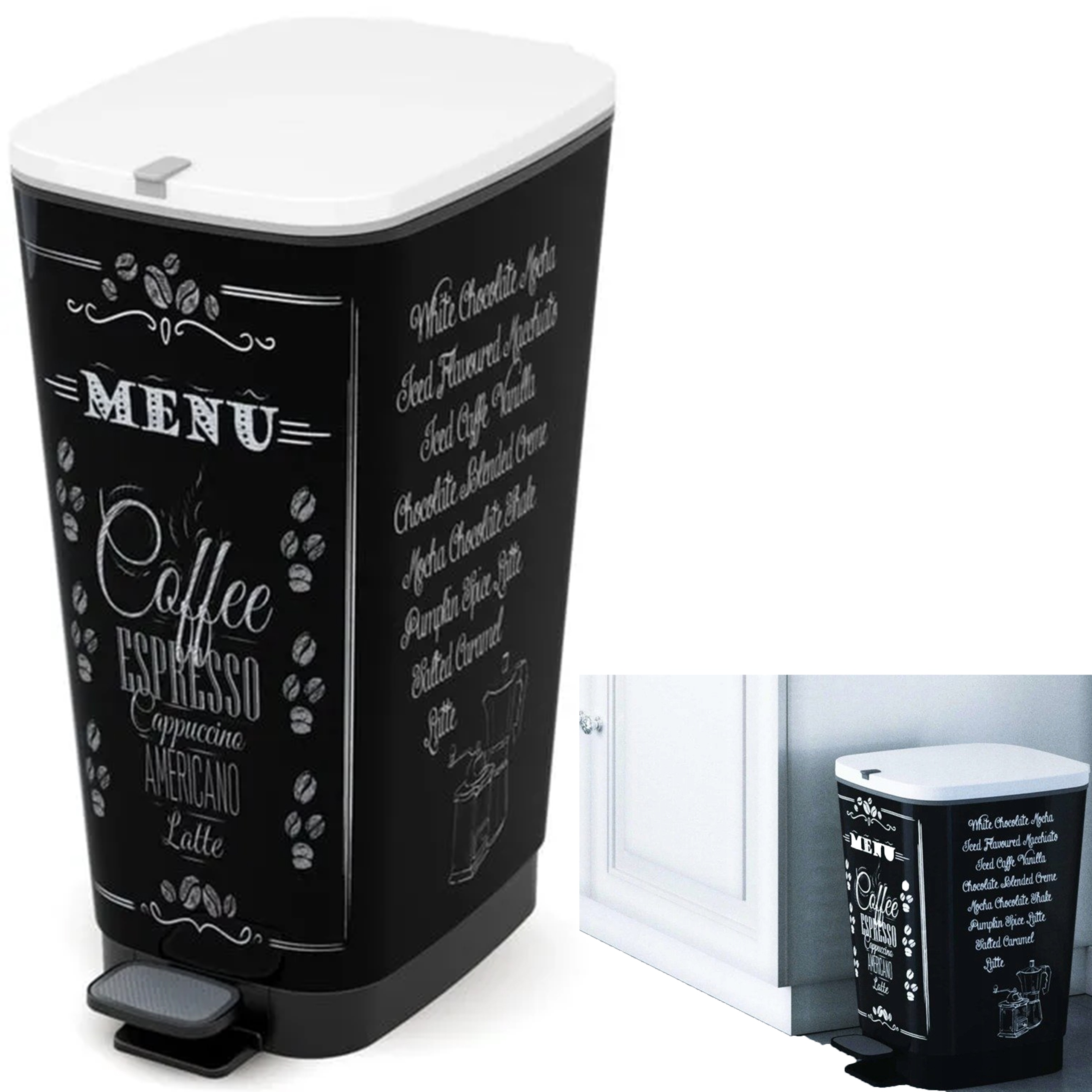 Levně odpadkový koš Keter do kuchyňského domu 45 l s pedálem Coffee Menu