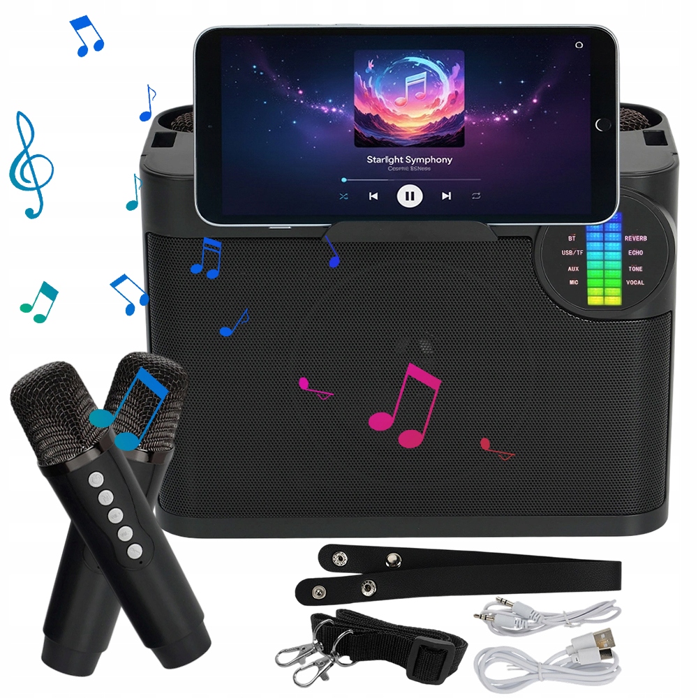 2x Bezdrátový Mikrofon Karaoke Set Pro Děti S Bluetooth Reproduktorem