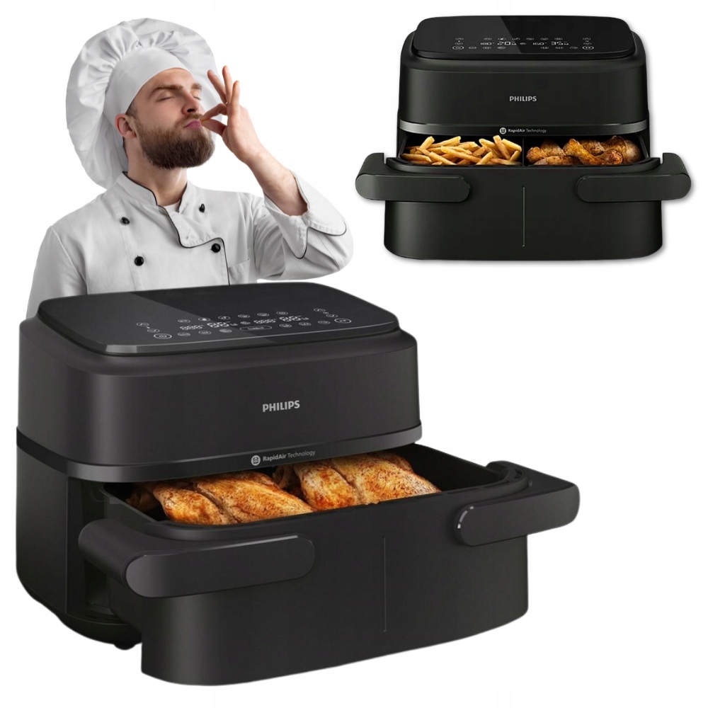 Velká beztuková fritéza Philips 7.1 l Air Fryer 2450 W Dvoukomorová