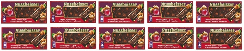 Levně 10x 100g Nussbeisser rozinky Hořká čokoláda půlka kartonu