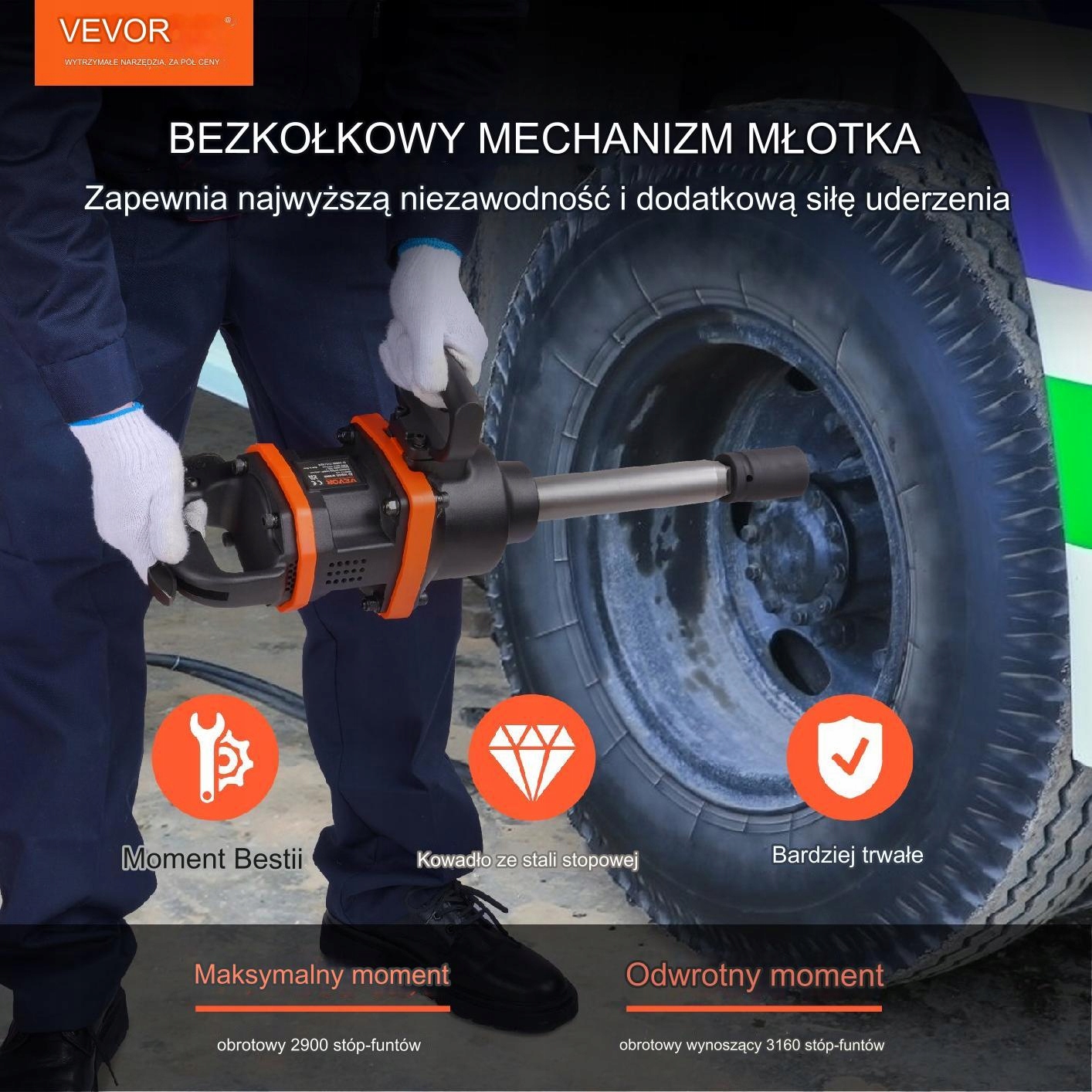 Klucz udarowy pneumatyczny 5000RPM Zasilanie pneumatyczne