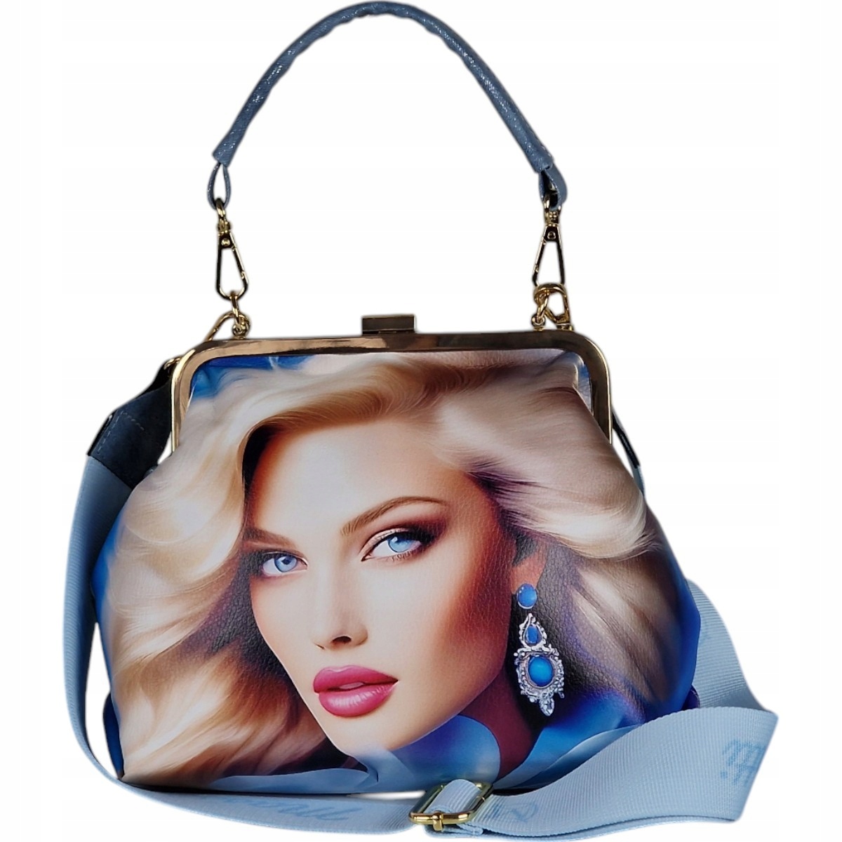 Massimo Contti kabelka přes rameno eko kůže modrá jeans babcin