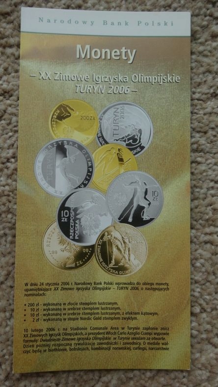 Folder 10 zł 2006,ZIMOWE IO TURYN 2006 ,stan I