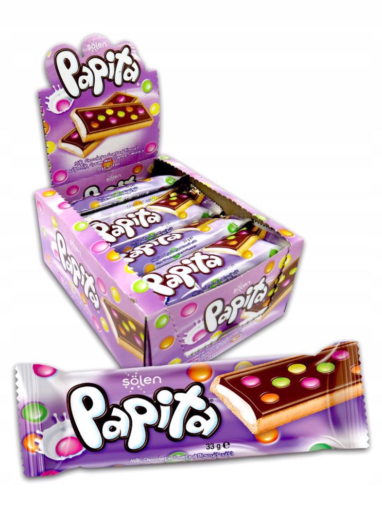 Levně Solen Papita křehké sušenky s čokoládou a mléčnou náplní 33 g x 24 s