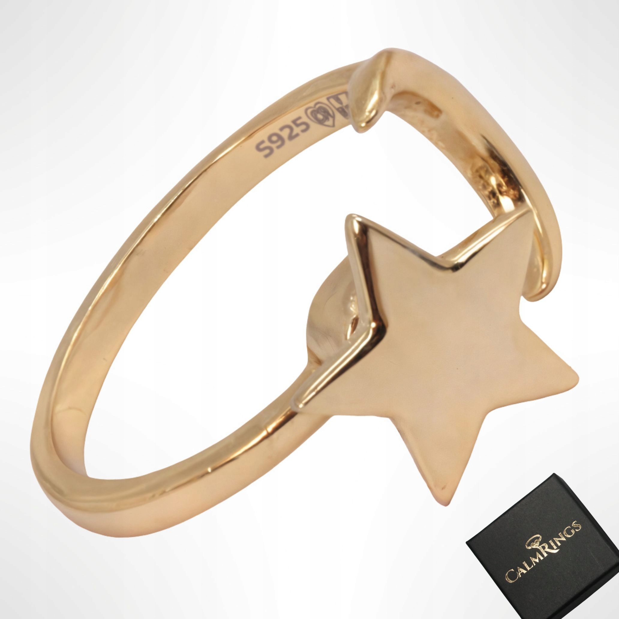 Antistresový prstýnek Stříbro 925, pozlacený spinner – otočná hvězda