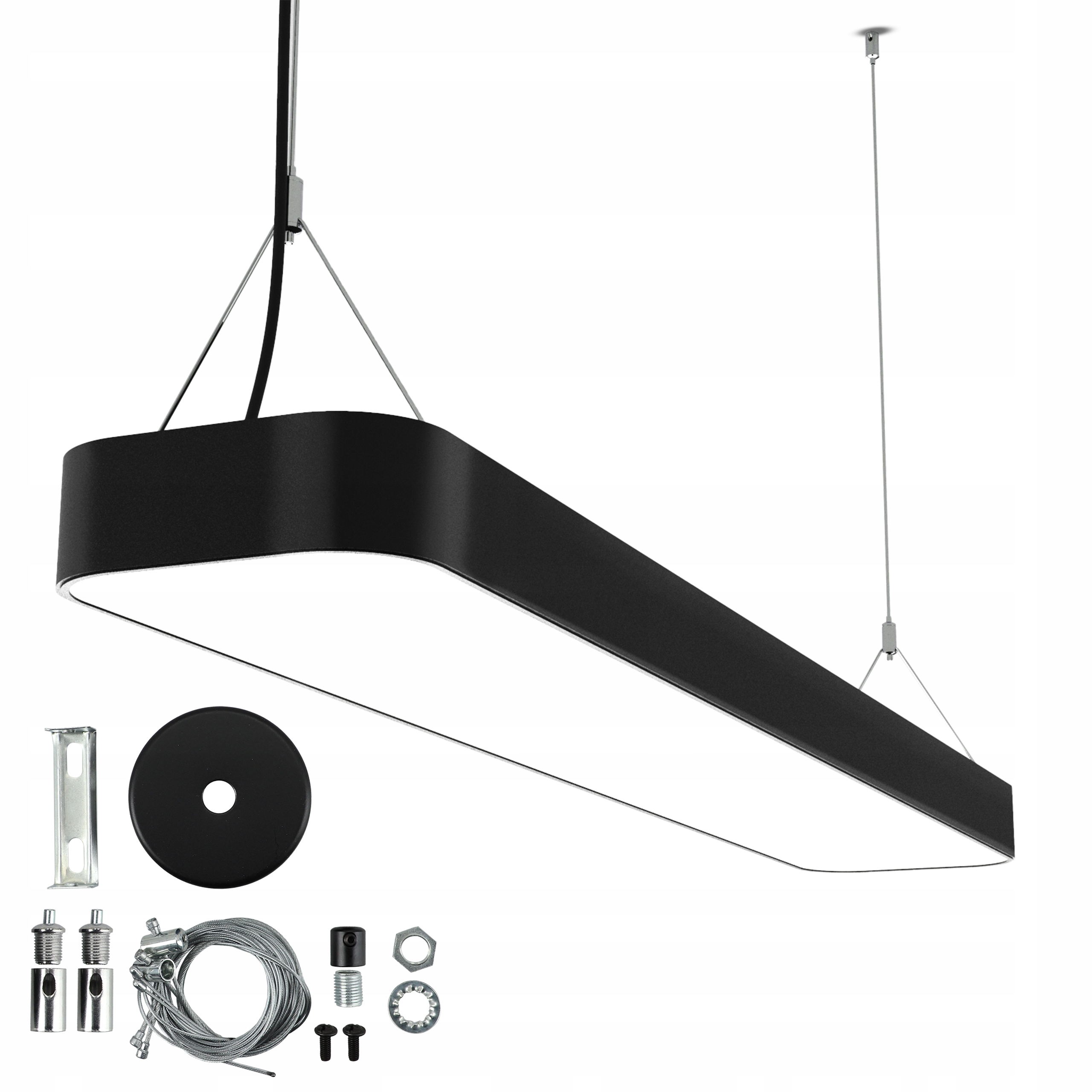 Lampa wisząca sufitowa Led liniowa biurowa 50W czarna 120cm mocna jasna