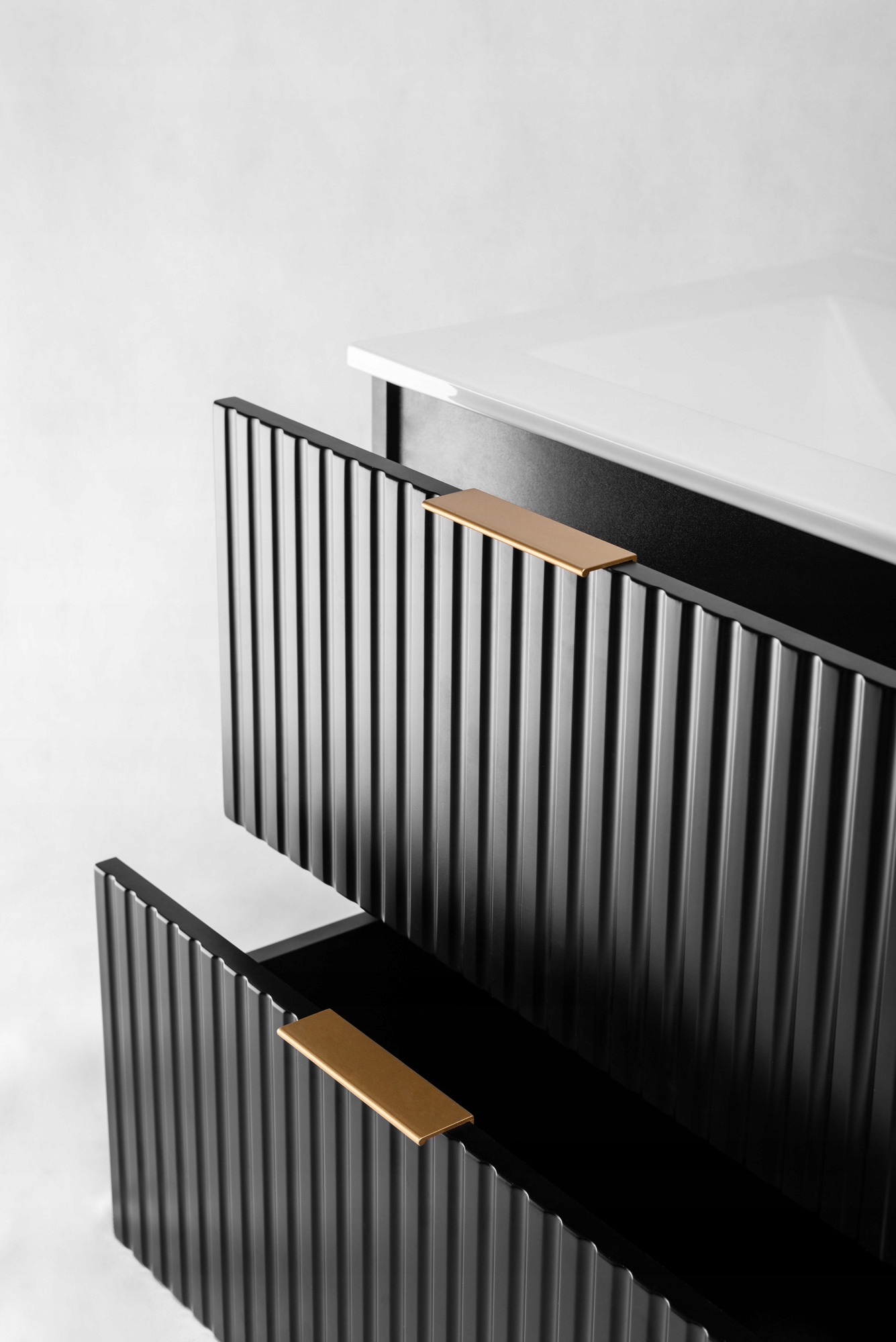 Zestaw Szafek Łazienkowych pod Umywalkę Wiszący 80 Czarny RYFLE fronty BLAT Kolor frontów czarny