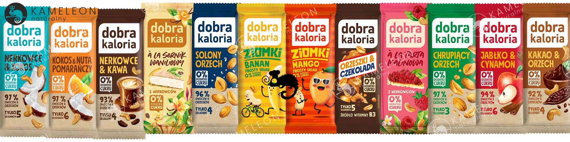 BATON ZIOMKI BANAN ORZECHY NERKOWCA bez cukru DOBRA KALORIA 32G x3 96G Waga 32 g