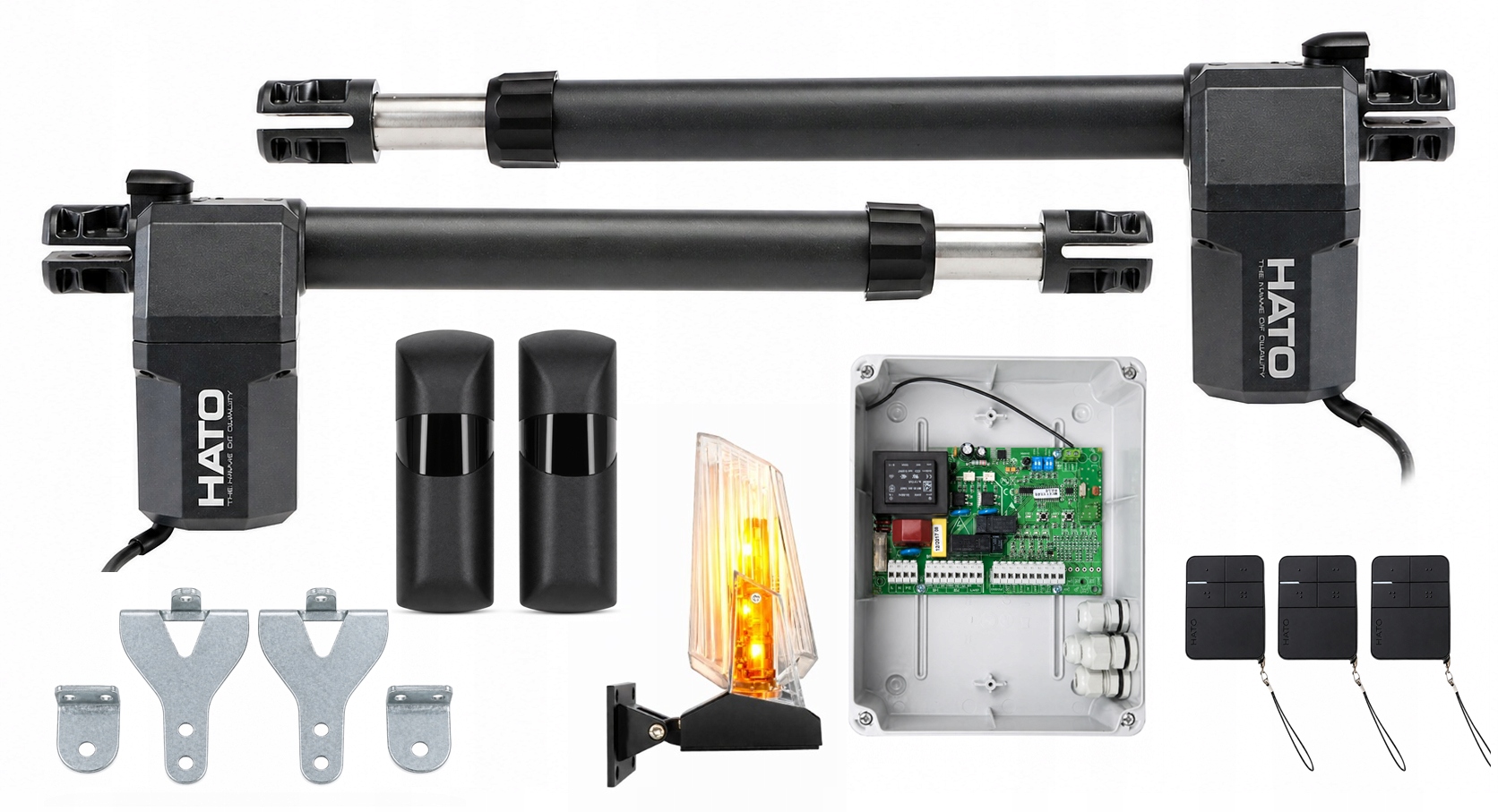 Pohon pre dvojkrídlovú bránu Hato Swing 400 3x diaľkové ovládanie, foto, Led lampa