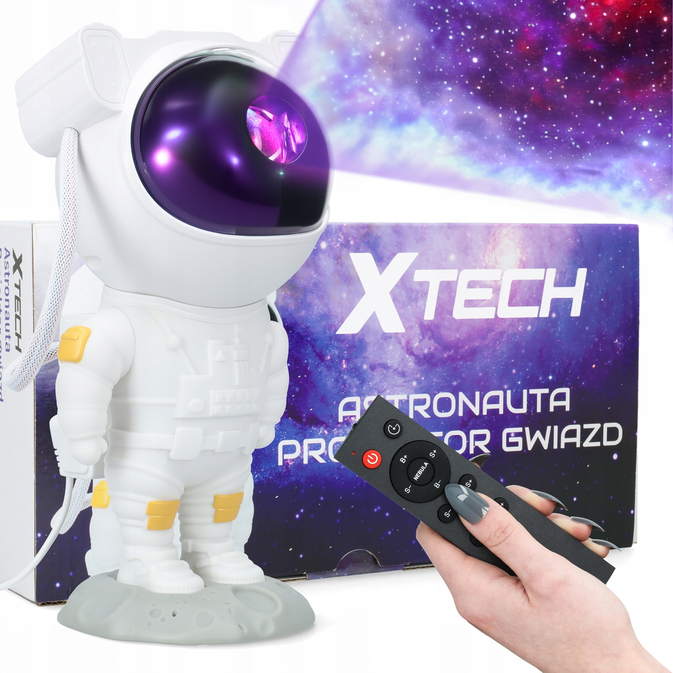 PROJEKTOR GWIAZD NIEBA LED LAMPKA NOCNA ASTRONAUTA Stan opakowania oryginalne