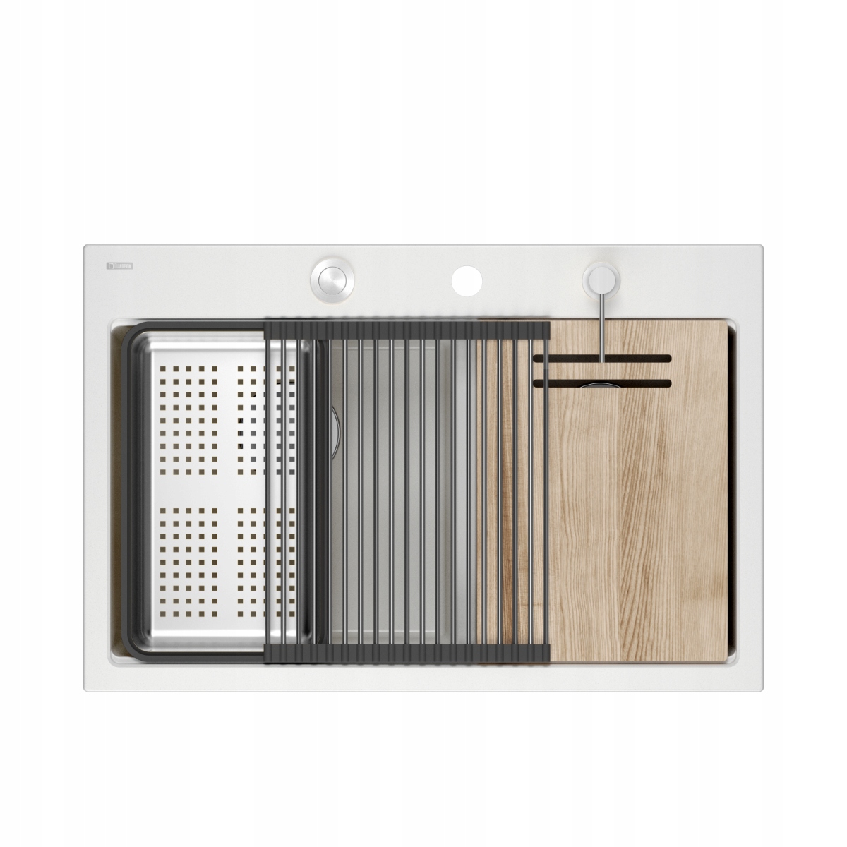 Quadron Marc 120 2-komorový drez 76x50x22 cm Sada Biela oceľ