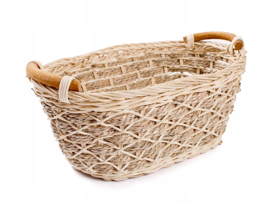 KOSZYK RATTANOWY Z UCHWYTAMI 28x16x11 cm