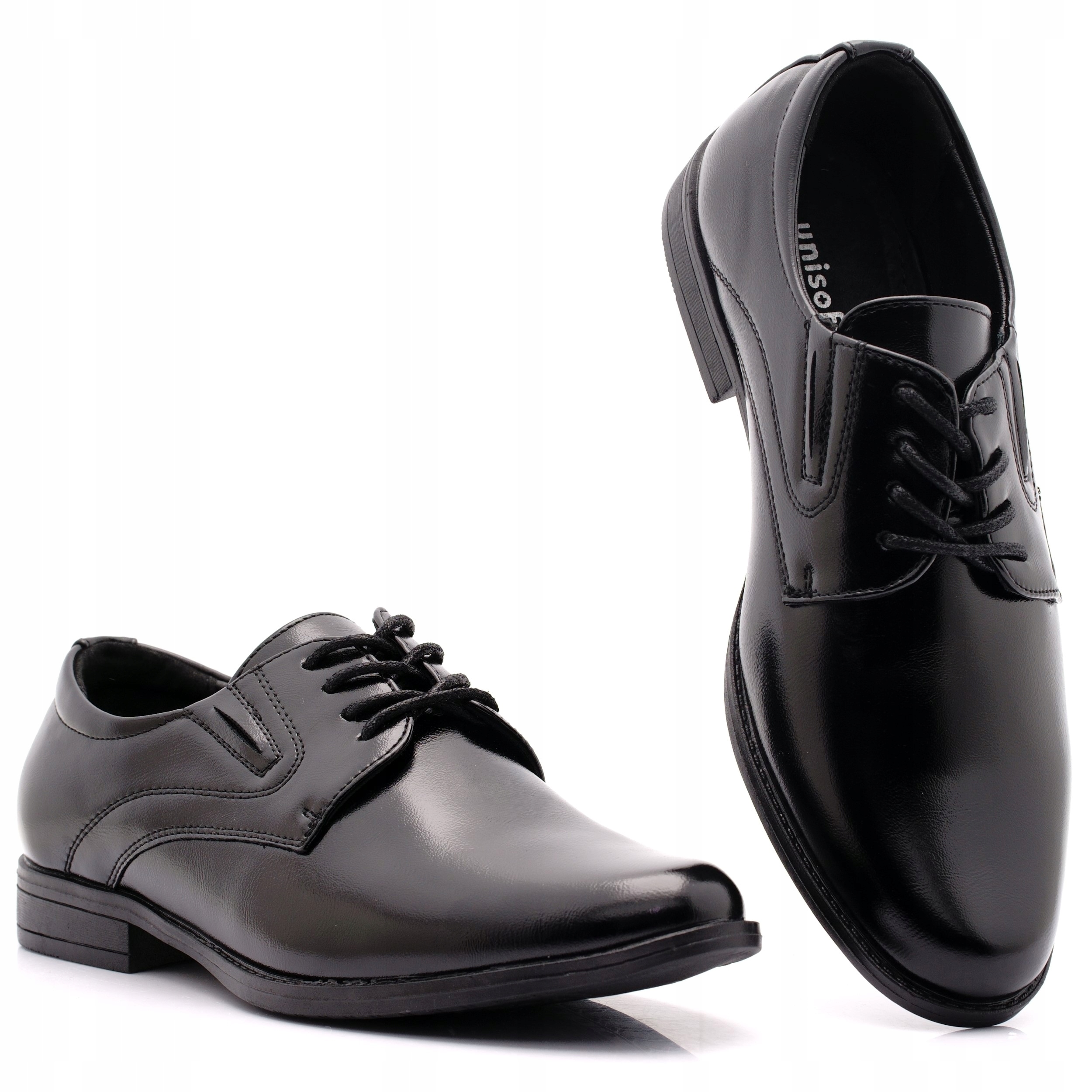 Buty Chłopięce Komunijne Wizytowe Czarne Pantofle Unisoft 6777 36