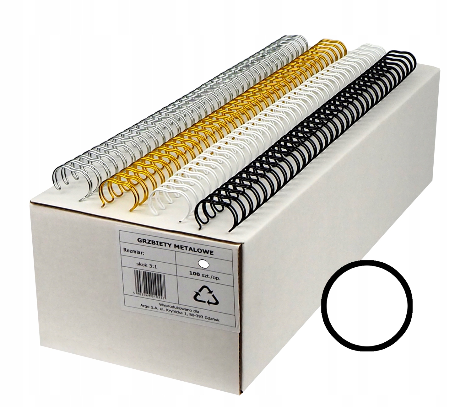 GRZBIETY DRUTOWE BIAŁE - 14,3 mm 9/16" - 100 szt.