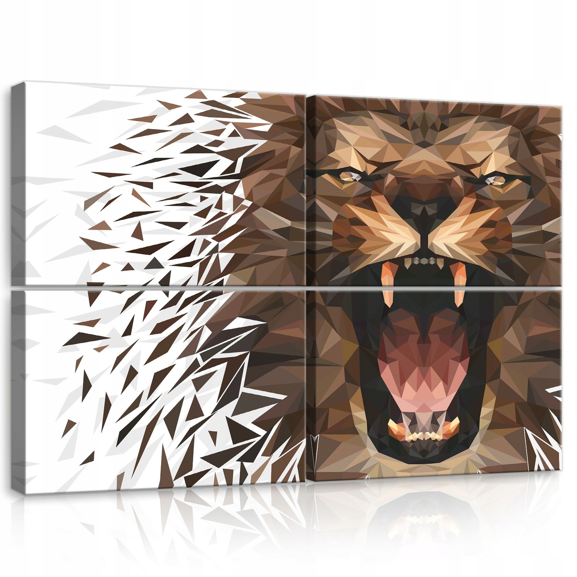 Obraz 120x80 Geometrický lev zvíře řev abstrakce moderní polyptych
