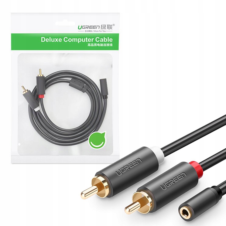 

Krótki kabel audio Ugreen mini jack 2RCA 25cm