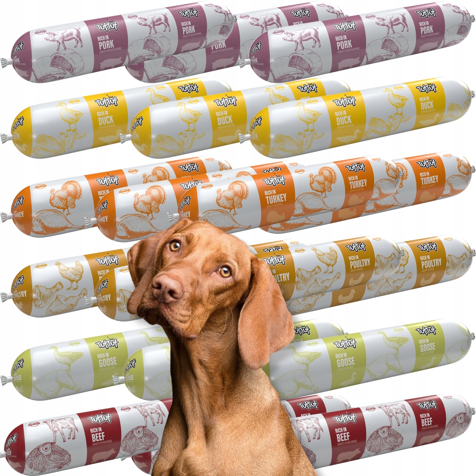 Levně Vlhké krmivo pro psa 70% masa, mix chutí klobása, tyčinka, paštika 20 x 900 g