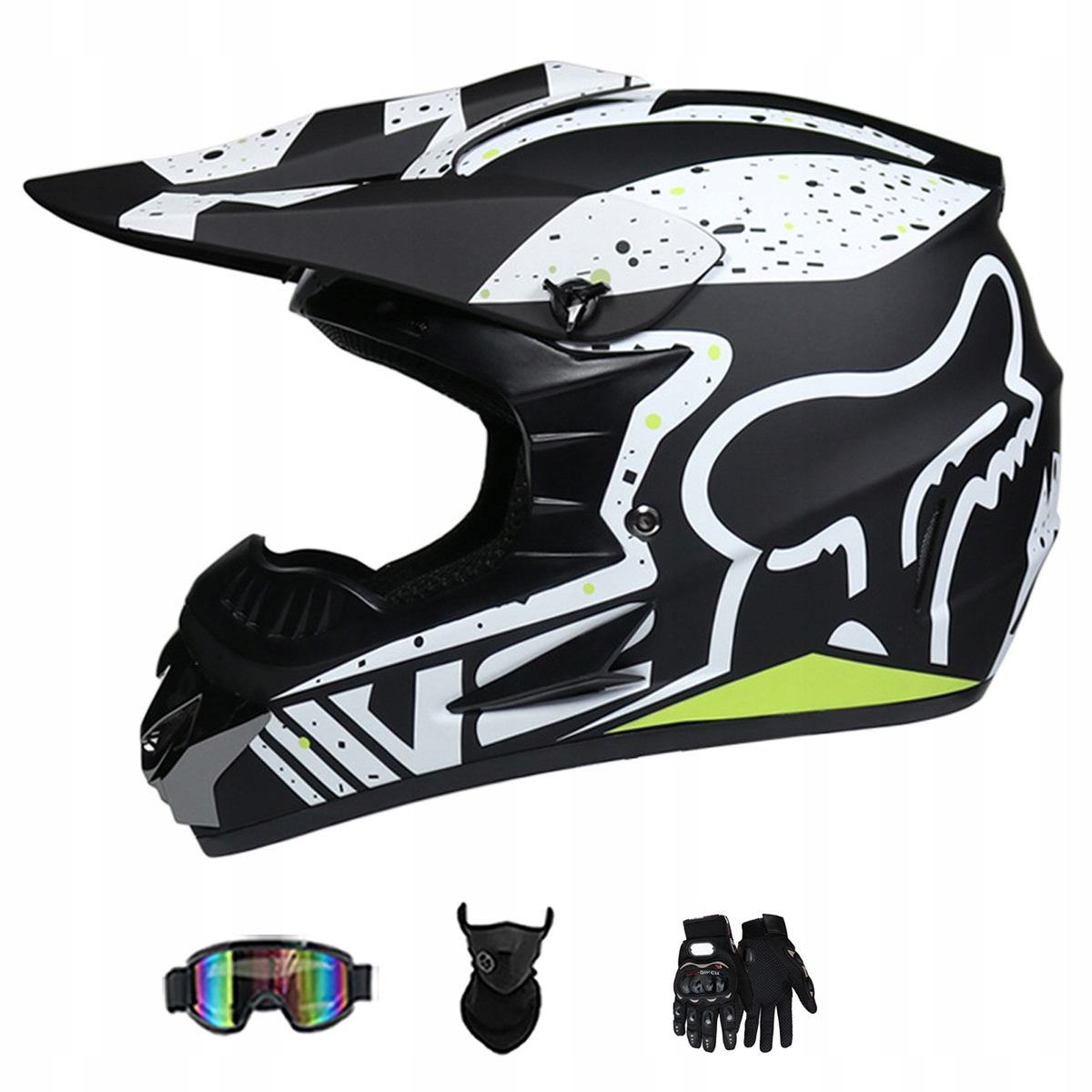 Motocyklová Přilba Lehká Enduro Quada Brýle Rukavice Maska S