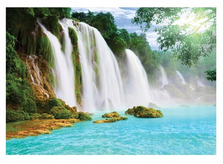 Fototapeta Vodopád 3D Jezero Stromy Les Do Ložnice Obývacího Pokoje Tapeta 368x254