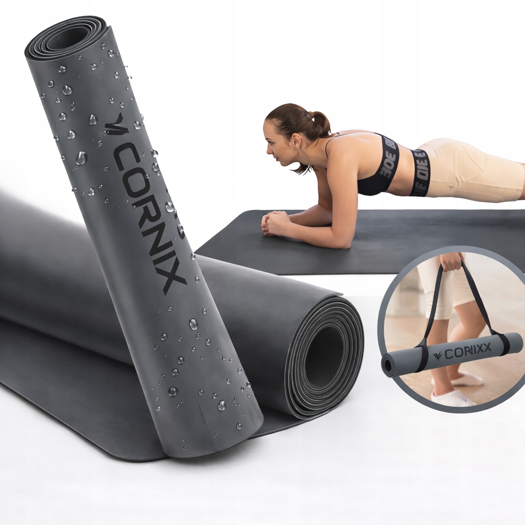 Premium Mata Do Jogi Cornix 183x68 4MM Kauczuk Pu Antypoślizgowa Szeroka