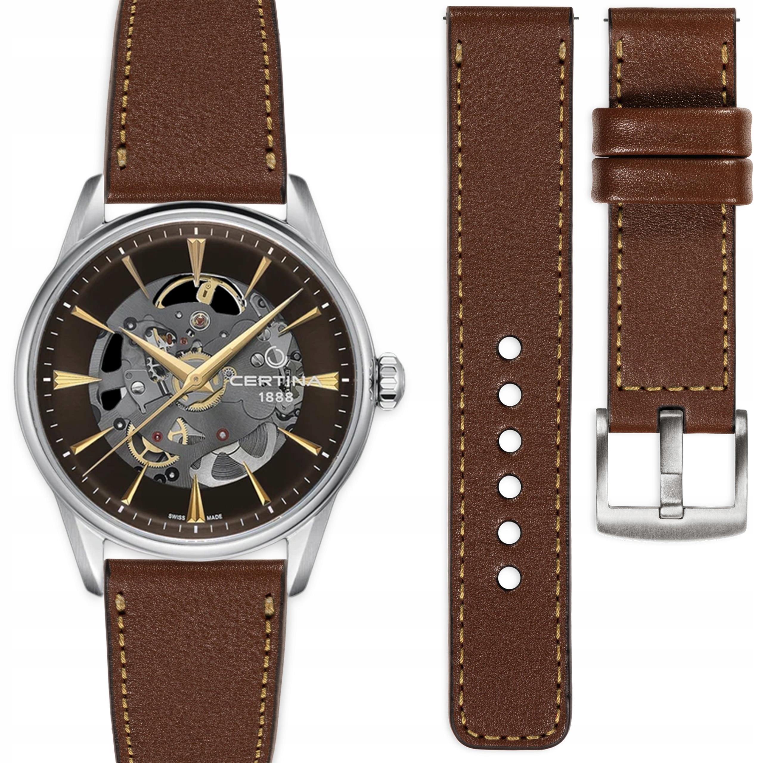 Kožený řemínek pro hodinky Certina DS-1 Skeleton C029.907.16.081.00 moVear