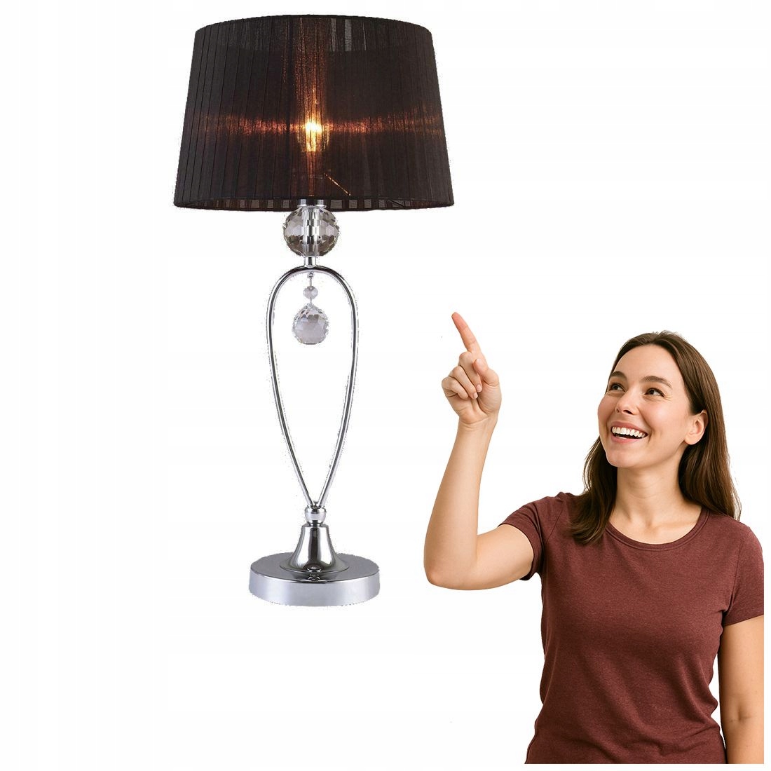 Stolová lampa Glamour Vivien čierna 59 cm Italux